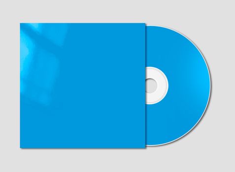 Blue CD - DVD and cover mockup template isolated on grey background
