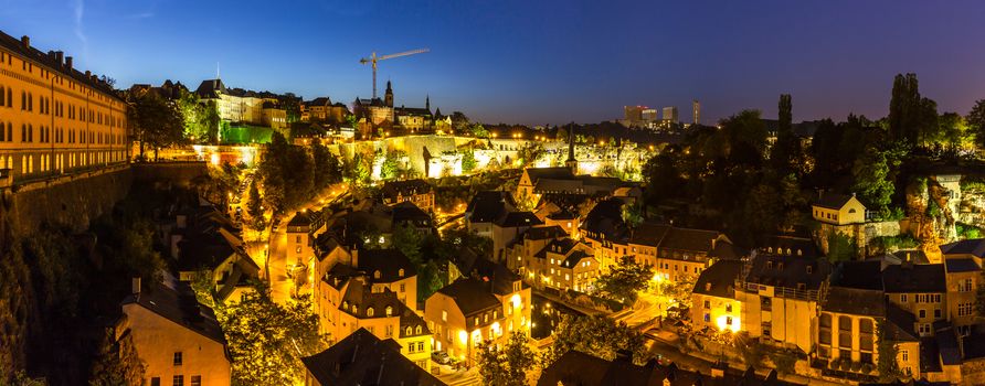 Luxembourg City sunset top view in Luxembourg Panorama