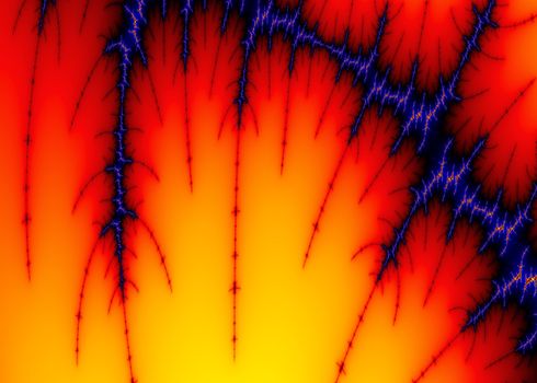 Abstract Fractal on Burning Background - Colorful Illustration, Image