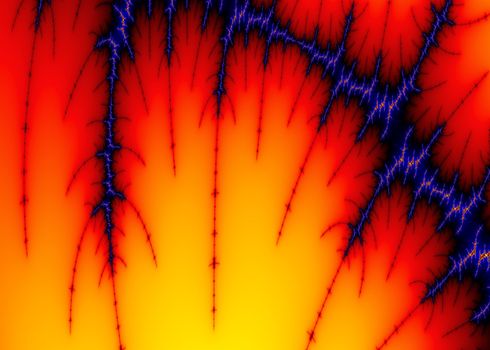 Abstract Fractal on Burning Background - Colorful Illustration, Image