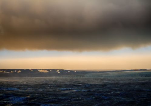 Kara sea (basin of Arctic ocean) in high Arctic (Novaya Zemlya archipelago). old name of Kara sea - Ice cellar, but now no ice