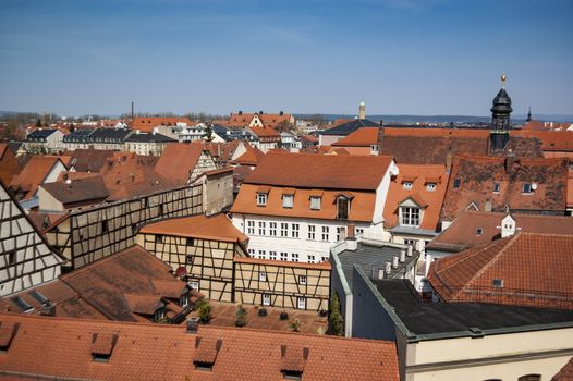 Red roofs of old German towns Bamberg, Bavaria, Germany