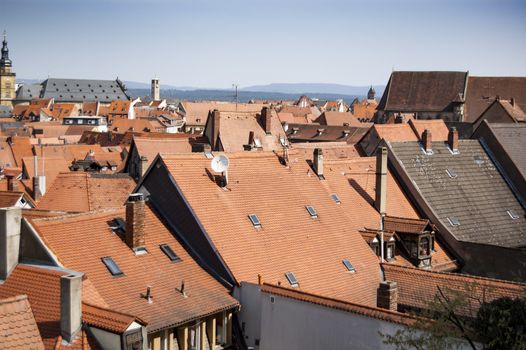 Red roofs of old German towns Bamberg, Bavaria, Germany