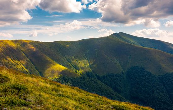 Stij peak under the cloudy summer sky. beautiful landscape of Carpathian mountains. great destination to travel.
