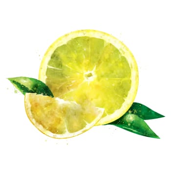 Lemon, isolated hand-painted illustration on a white background