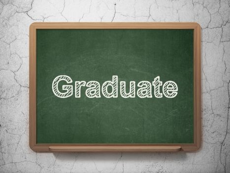 Education concept: text Graduate on Green chalkboard on grunge wall background, 3D rendering