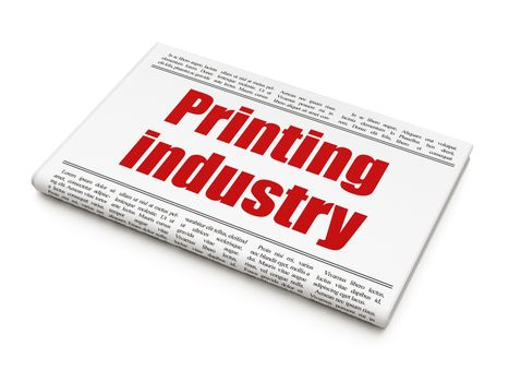 Manufacuring concept: newspaper headline Printing Industry on White background, 3D rendering