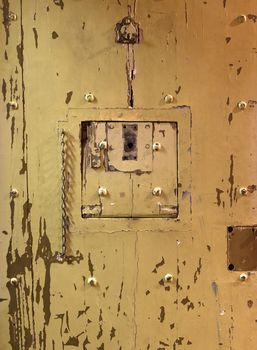Very old prison door, prison in the Netherlands, selective focus