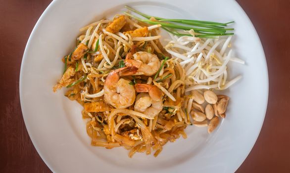 Stir-fried noodles with prawns ,  Pad Thai