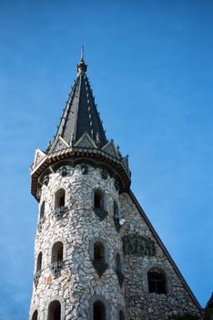 Beautiful old fairy-tale castle near Burgas, Bulgaria. Tower of the castle