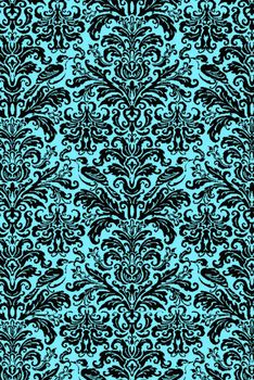 Vintage floral seamless patten. Classic Baroque wallpaper. Black and teal blue