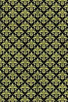 Vintage floral seamless patten. Classic Baroque wallpaper.  Black and yellow