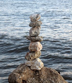 stones balanced on the seashore