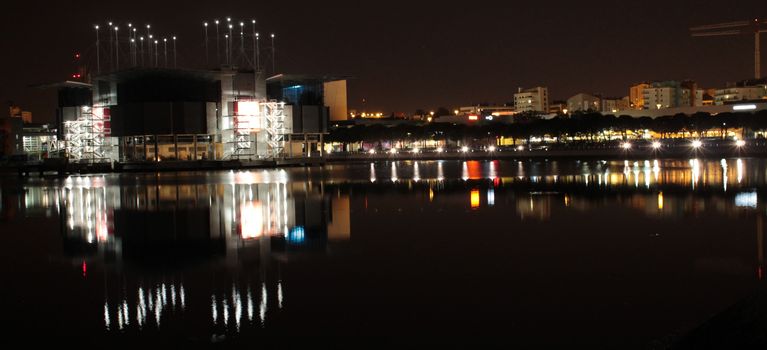 Lisbon skyline at night