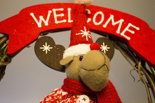 Christmas decorations with reindeer with red scarf