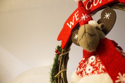 Christmas decorations with reindeer with red scarf