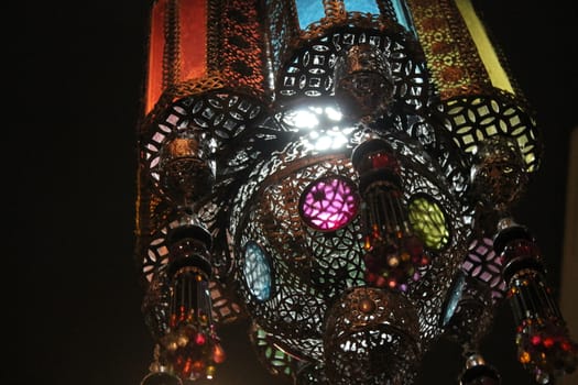 Typical Indian lamp with colored glasses
