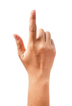 Woman hand showing the one fingers. counting hand sign isolated on white background. Save clipping path.