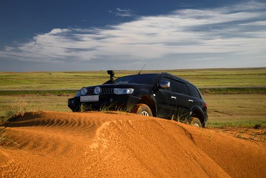 SUV Mitsubishi Pajero Sport,  Kalmykia region, Russia. 04-22-2016