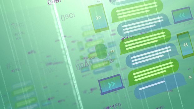 An exciting 3d rendering of abstract messages in the forms of files with three lines stockpiled on each other in the grey-blue background. All of them are placed askew.