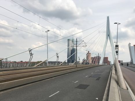 The Rotterdam Skyline with the Erasmusbrug bridge, Netherlands.