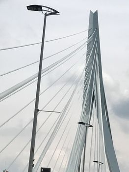 Close up of the Erasmus Bridge in Rotterdam