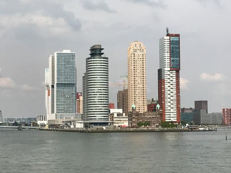 The Rotterdam Skyline with the Erasmusbrug bridge, Netherlands.