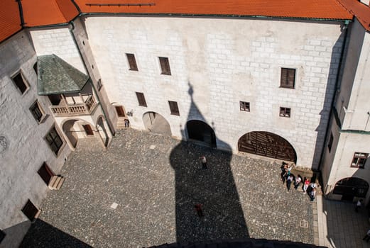 Courtyard of Ledec Caste, Ledec nad Sazavou, Czech Republic. View from castle tower.