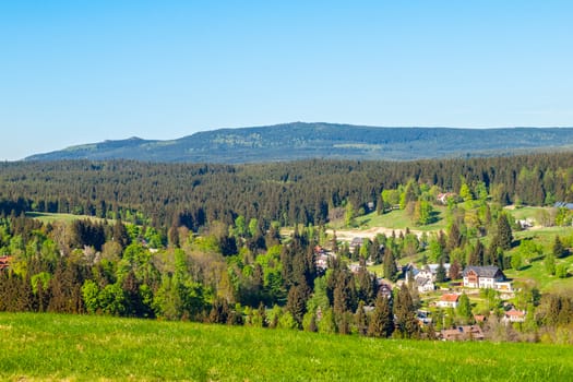 Summer landscape of Jizera Mountains from Bedrichov, Czech Republic.