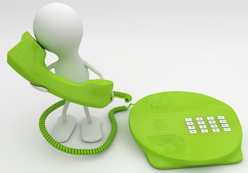 Talking on the phone. 3d render concept in green