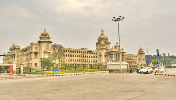 Vidhana Soudha the state legislature building in Bangalore, India.