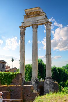Ancient ruins of forum in Rome, Italy