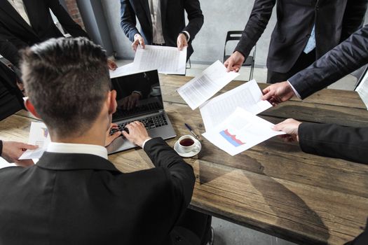 Business man getting extra work from coworkers, deadline concept