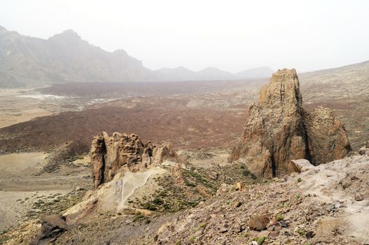 Rock formations at Teide National Park in Tenerife, Canary Islands, Spain  