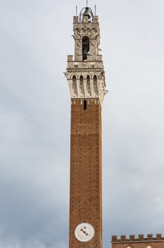 Tower of the Palazzo Pubblico in Piazza del Campo in Siena, Italy
