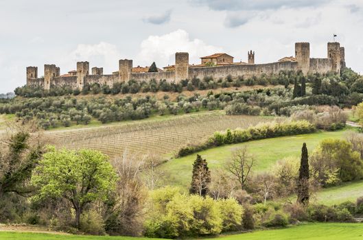 the fortress of Monteriggioni next to Siena, Tuscany, Italy