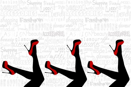 Fashion poster with women legs in red shoes