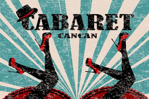 Cabaret poster with women legs in red shoes