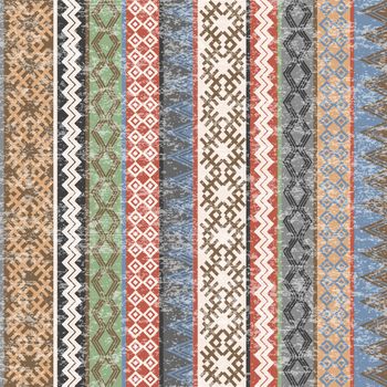 Vintage Ethnic geometric motifs background with transparent effect