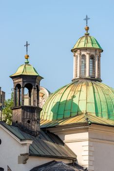 Dome of the Catholic Church close-up against the sky