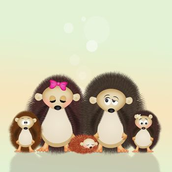 illustration of family of hedgehogs