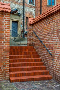 brick building and staircase close-up in the city