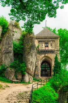 beautiful old ruined castle in the Ojzow park in Poland