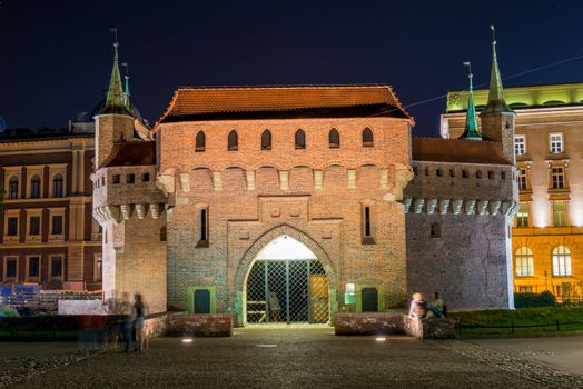 Landmark of Krakow - Barbican in the evening