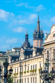 beautiful architecture of the european old city on a sunny day