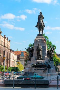 monument in Krakow - Grunwald on horseback