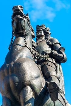 close-up Grunwald on horseback - a monument in Krakow