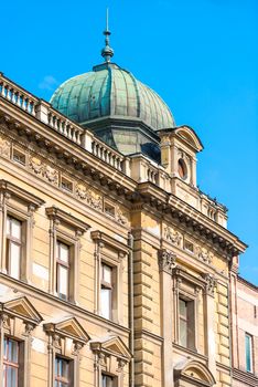 beautiful facade of a beige building in europe