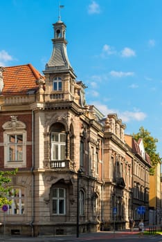 old building of a European city, architecture against a blue sky