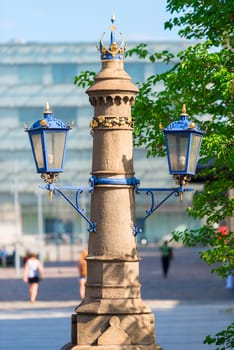 architecture of the city - vintage lamppost in the European city of Krakow